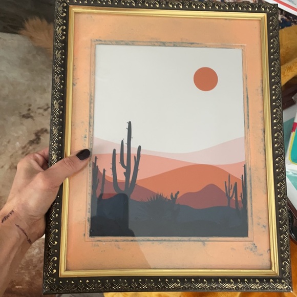 Anthropologie desert cactus Art frame hanging sun - Picture 4 of 4